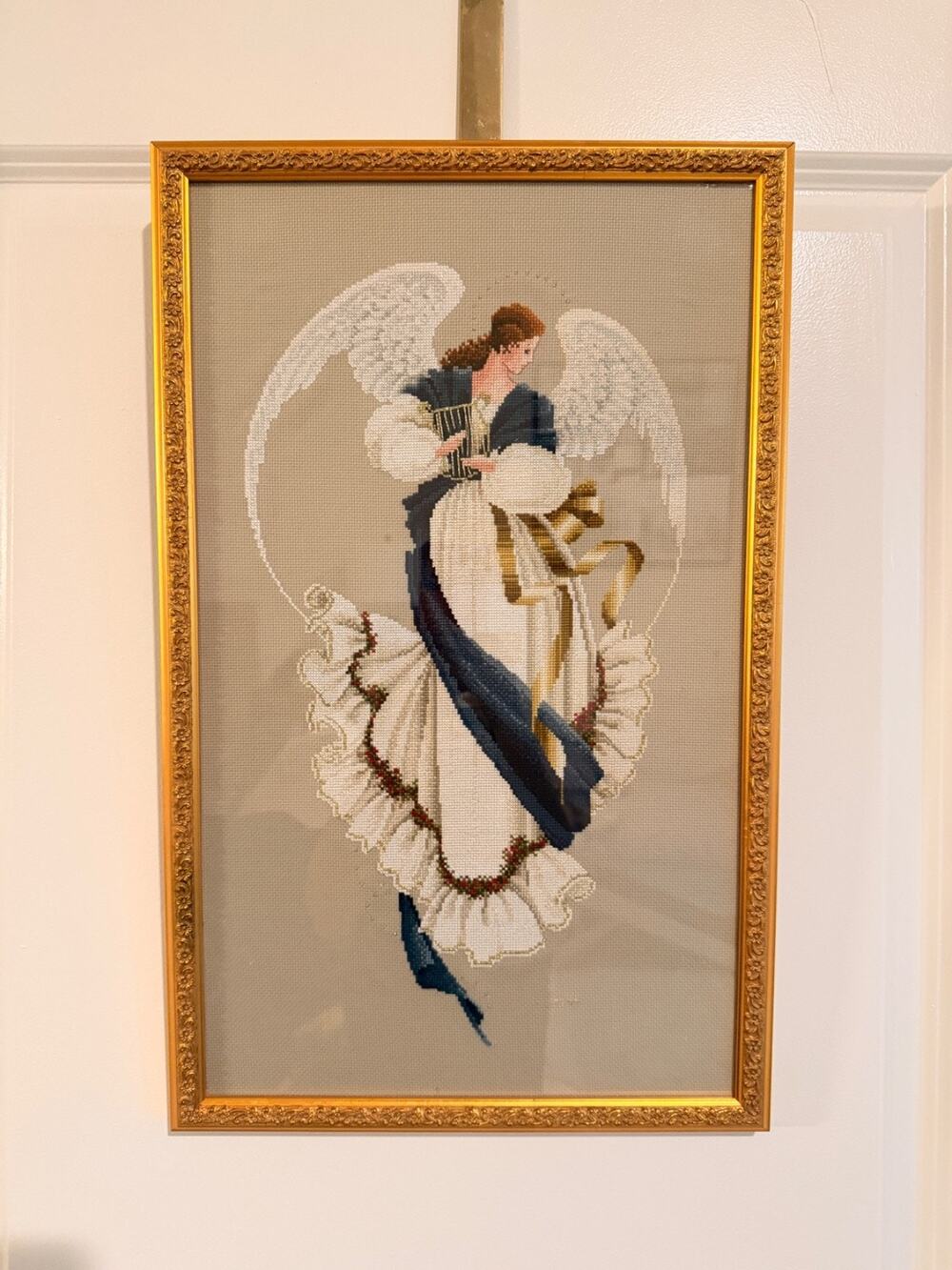 Lavender & Lace Angel of Hope L&L 13 Framed Cross Stitch Angel Art 21x13